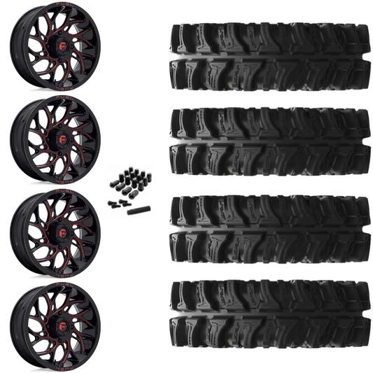 20" Fuel Runner D779 Red Milled UTV Rims & 33" EFX MotoSlayer Tires 6 Ply Mounted