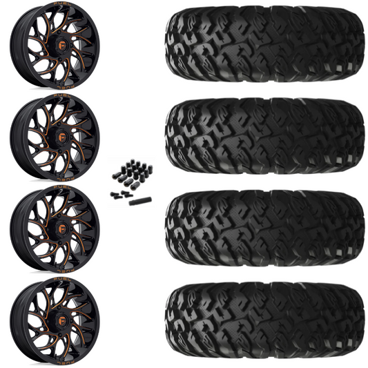 18" Fuel Runner D780 Orange Milled UTV Rims & 33" EFX MotoClaw Tires 8 Ply Mounted