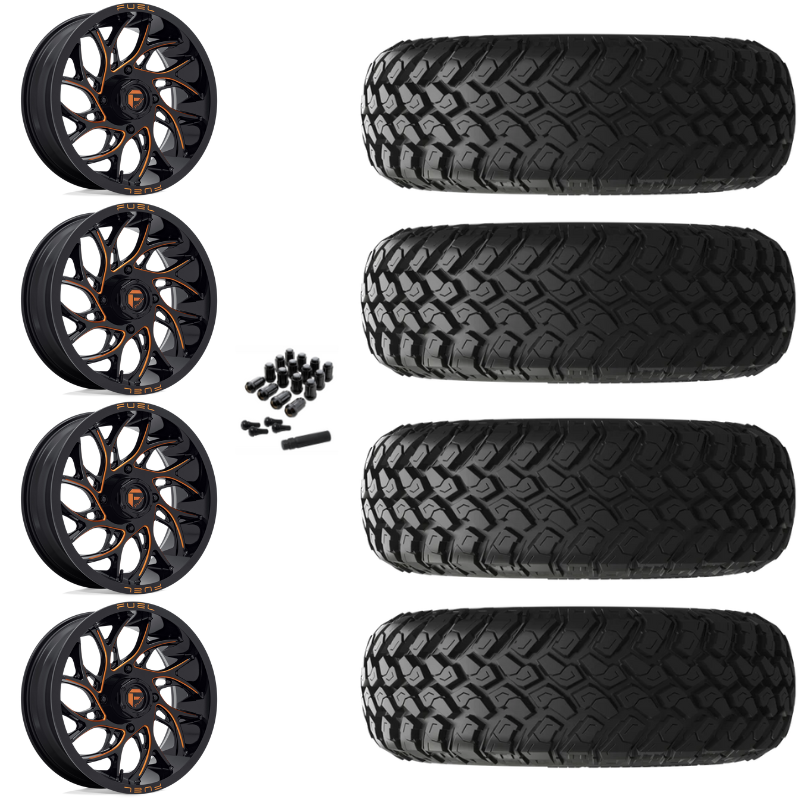 18" Fuel Runner D780 Orange Milled UTV Rims & 33" EFX MotoHammer Tires 8 Ply Mounted