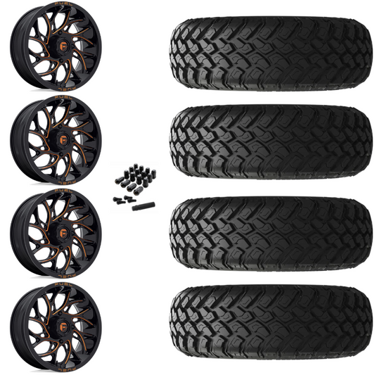 18" Fuel Runner D780 Orange Milled UTV Rims & 33" EFX MotoHammer Tires 8 Ply Mounted