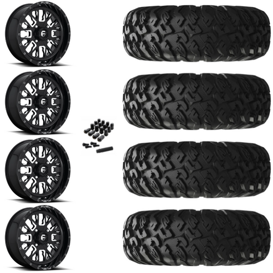 20" Fuel Stroke D611 Black Milled UTV Rims & 35" EFX MotoClaw Tires 8 Ply Mounted