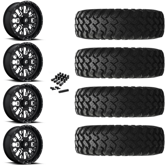 18" Fuel Stroke D611 Black Milled UTV Rims & 35" EFX MotoRally Tires 8 Ply Mounted