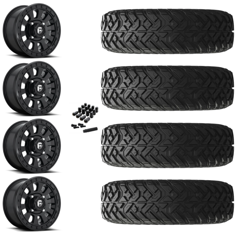 14" Fuel Tactic D630 Black UTV Rims & 28" EFX Gripper R/T-K Tires 10 Ply Mounted