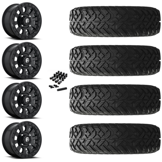 14" Fuel Tactic D630 Black UTV Rims & 28" EFX Gripper R/T-K Tires 10 Ply Mounted