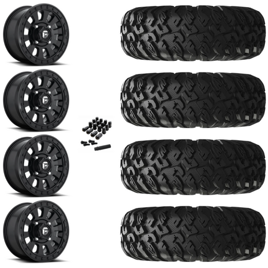 14" Fuel Tactic D630 Black UTV Rims & 27" EFX MotoClaw Tires 8 Ply Mounted