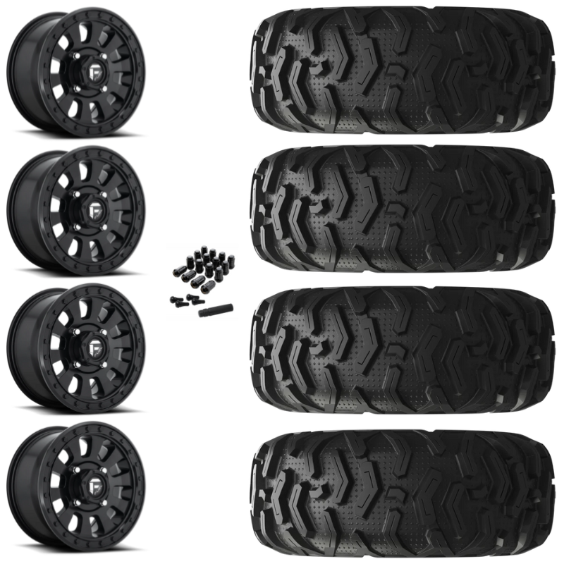 14" Fuel Tactic D630 Black UTV Rims & 26" EFX MotoForce Tires 6 Ply Mounted