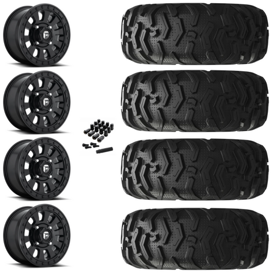 14" Fuel Tactic D630 Black UTV Rims & 26" EFX MotoForce Tires 6 Ply Mounted