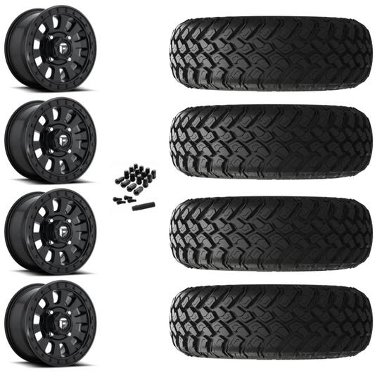 14" Fuel Tactic D630 Black UTV Rims & 31" EFX MotoHammer Tires 8 Ply Mounted