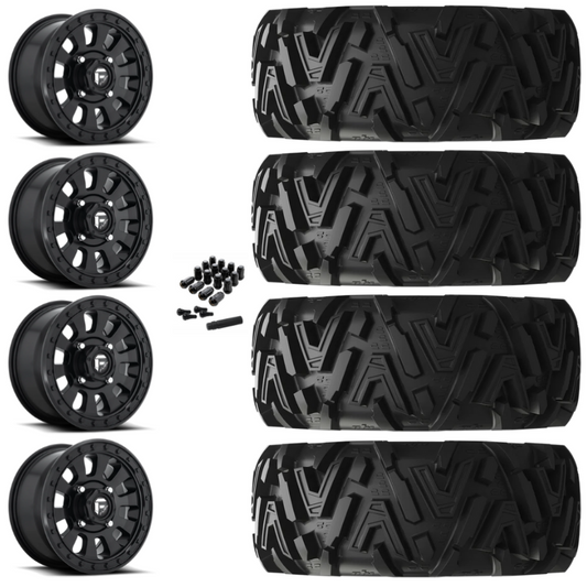 14" Fuel Tactic D630 Black UTV Rims & 30" EFX MotoMTC Tires 6 Ply Mounted
