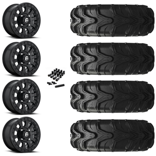 14" Fuel Tactic D630 Black UTV Rims & 27" EFX MotoMax Tires 6 Ply Mounted