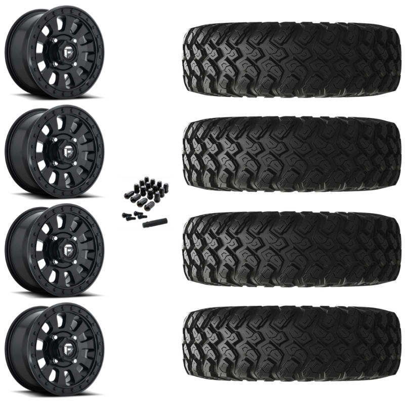 15" Fuel Tactic D630 Black UTV Rims & 33" EFX MotoRally Tires 8 Ply Mounted
