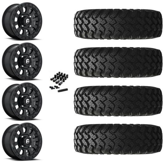 15" Fuel Tactic D630 Black UTV Rims & 35" EFX MotoRally Tires 8 Ply Mounted