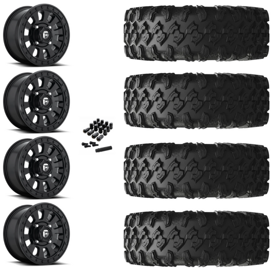 14" Fuel Tactic D630 Black UTV Rims & 27" EFX MotoRavage Tires 8 Ply Mounted