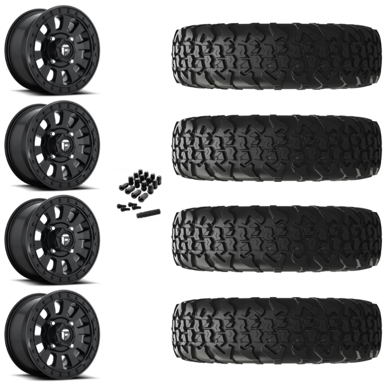 15" Fuel Tactic D630 Black UTV Rims & 33" EFX MotoVator R/T Tires 8 Ply Mounted