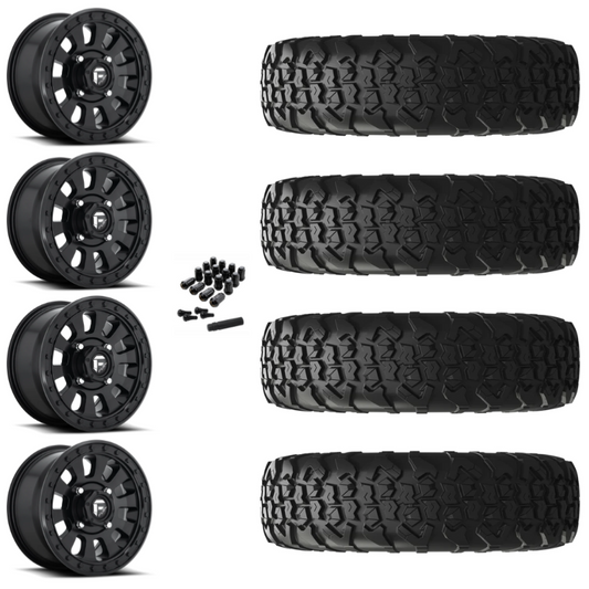 15" Fuel Tactic D630 Black UTV Rims & 33" EFX MotoVator R/T Tires 8 Ply Mounted