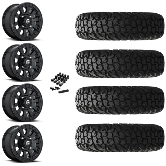 14" Fuel Tactic D630 Black UTV Rims & 32" EFX MotoVator Tires 8 Ply Mounted
