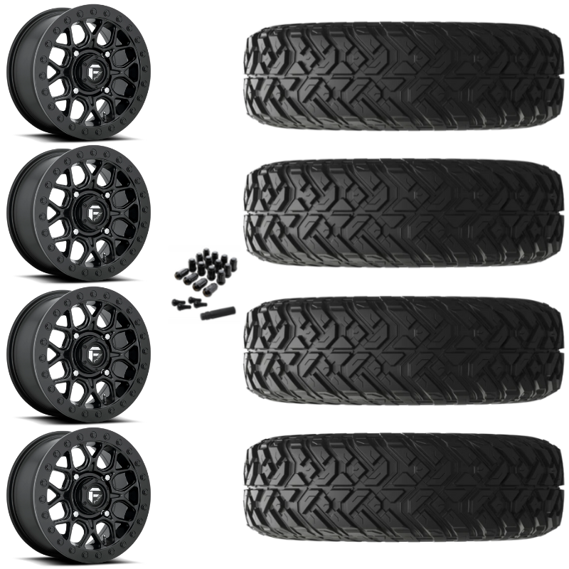 15" Fuel Tech D916 Beadlock Black UTV Rims & 35" EFX Gripper R/T-K Tires 10 Ply Mounted