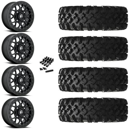 15" Fuel Tech D916 Beadlock Black UTV Rims & 35" EFX MotoRavage XL Tires 8 Ply Mounted