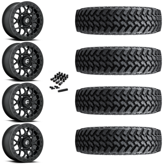 15" Fuel Tech D916 Beadlock Black UTV Rims & 33" Nitto Trail Grappler SxS Tires 8 Ply Mounted