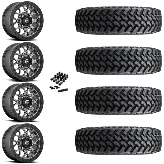 15" Fuel Tech D919 Beadlock Black Gun Metal UTV Rims & 30" Nitto Trail Grappler SxS Tires 8 Ply Mounted
