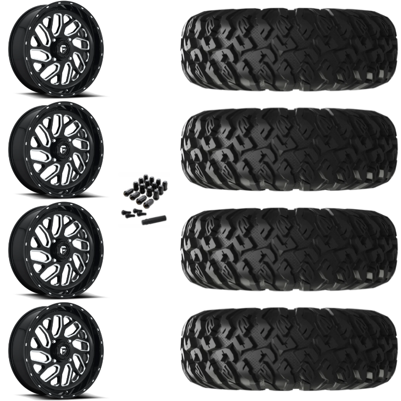 18" Fuel Triton D581 Black Milled UTV Rims & 33" EFX MotoClaw Tires 8 Ply Mounted