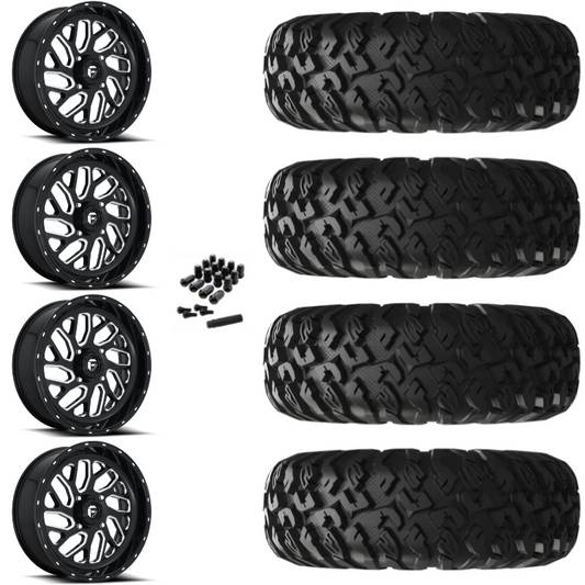 18" Fuel Triton D581 Black Milled UTV Rims & 33" EFX MotoClaw Tires 8 Ply Mounted