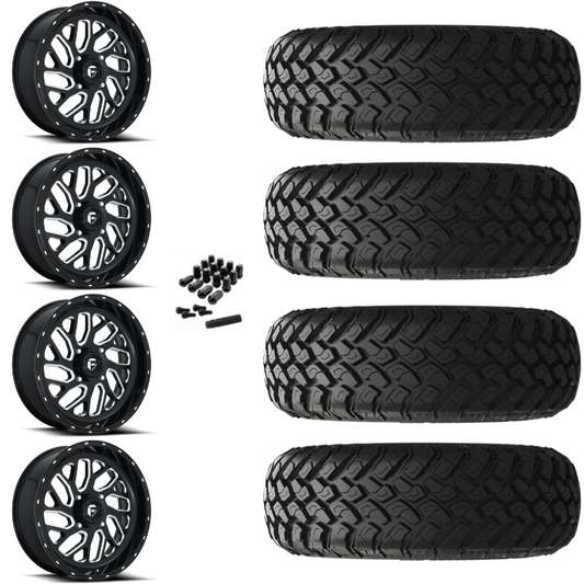 18" Fuel Triton D581 Black Milled UTV Rims & 33" EFX MotoHammer Tires 8 Ply Mounted