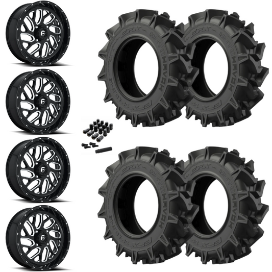 18" Fuel Triton D581 Black Milled UTV Rims & 34" EFX MotoHavok Tires 6 Ply Mounted