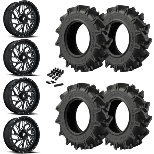 22" Fuel Triton D581 Black Milled UTV Rims & 35" EFX MotoHavok Tires 6 Ply Mounted