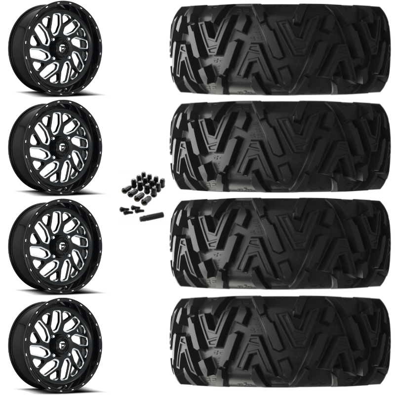 20" Fuel Triton D581 Black Milled UTV Rims & 34" EFX MotoMTC Tires 6 Ply Mounted