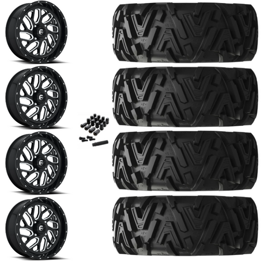 20" Fuel Triton D581 Black Milled UTV Rims & 34" EFX MotoMTC Tires 6 Ply Mounted