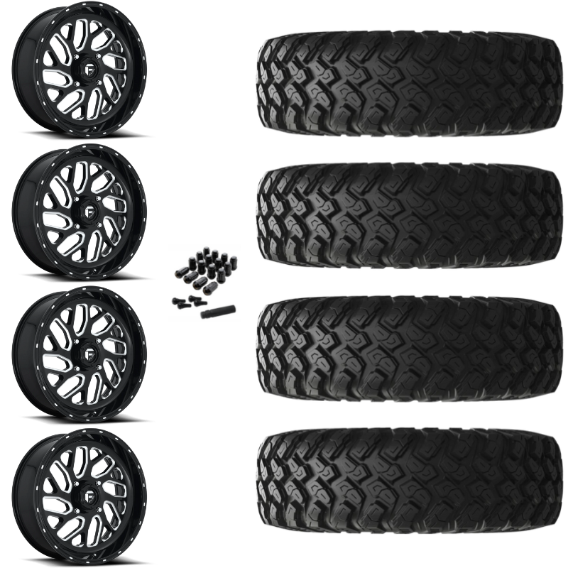 16" Fuel Triton D581 Black Milled UTV Rims & 32" EFX MotoRally Tires 8 Ply Mounted