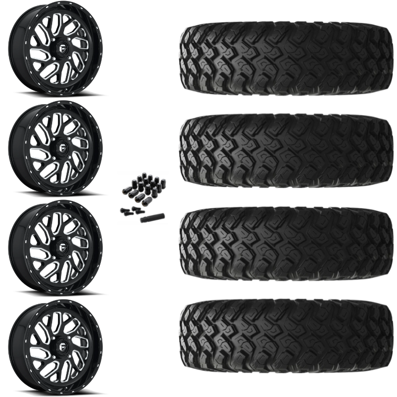 22" Fuel Triton D581 Black Milled UTV Rims & 35" EFX MotoRally Tires 8 Ply Mounted