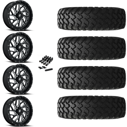 22" Fuel Triton D581 Black Milled UTV Rims & 35" EFX MotoRally Tires 8 Ply Mounted