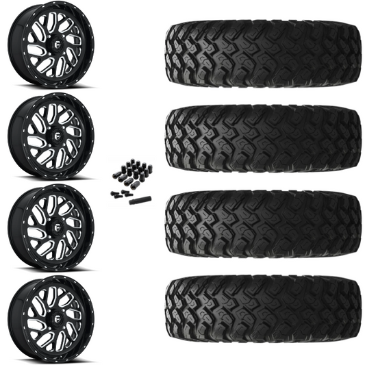 18" Fuel Triton D581 Black Milled UTV Rims & 35" EFX MotoRally Tires 8 Ply Mounted