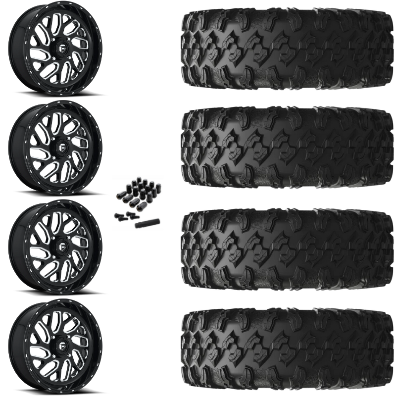 20" Fuel Triton D581 Black Milled UTV Rims & 35" EFX MotoRavage Tires 8 Ply Mounted