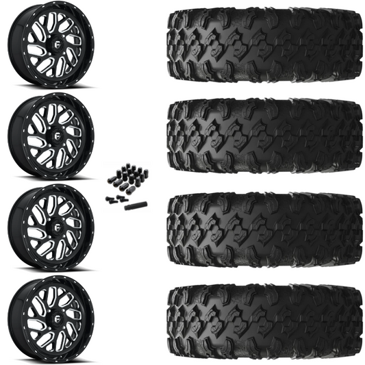 20" Fuel Triton D581 Black Milled UTV Rims & 35" EFX MotoRavage Tires 8 Ply Mounted