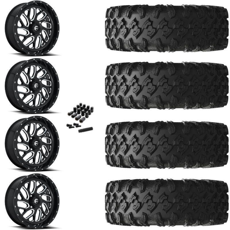 18" Fuel Triton D581 Black Milled UTV Rims & 32" EFX MotoRavage Tires 8 Ply Mounted