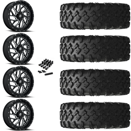 18" Fuel Triton D581 Black Milled UTV Rims & 32" EFX MotoRavage Tires 8 Ply Mounted