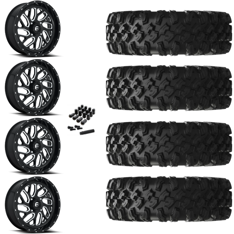 16" Fuel Triton D581 Black Milled UTV Rims & 30" EFX MotoRavage XL Tires 8 Ply Mounted