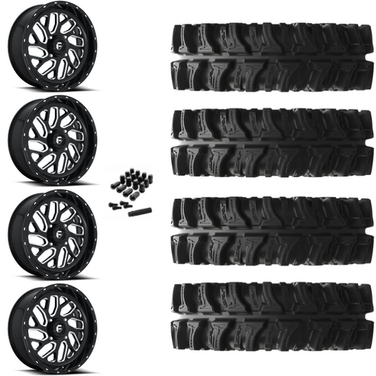 24" Fuel Triton D581 Black Milled UTV Rims & 35" EFX MotoSlayer Tires 6 Ply Mounted