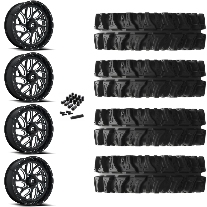 22" Fuel Triton D581 Black Milled UTV Rims & 33" EFX MotoSlayer Tires 6 Ply Mounted