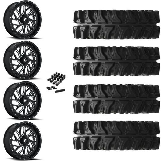 22" Fuel Triton D581 Black Milled UTV Rims & 33" EFX MotoSlayer Tires 6 Ply Mounted