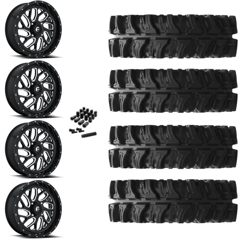 16" Fuel Triton D581 Black Milled UTV Rims & 30" EFX MotoSlayer Tires 6 Ply Mounted