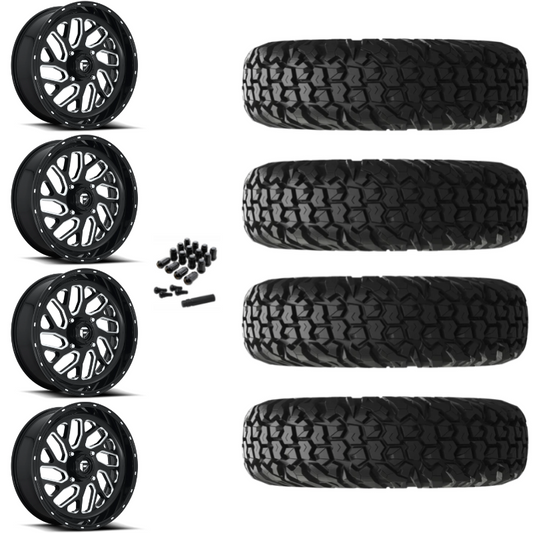 16" Fuel Triton D581 Black Milled UTV Rims & 30" EFX MotoVator Tires 8 Ply Mounted