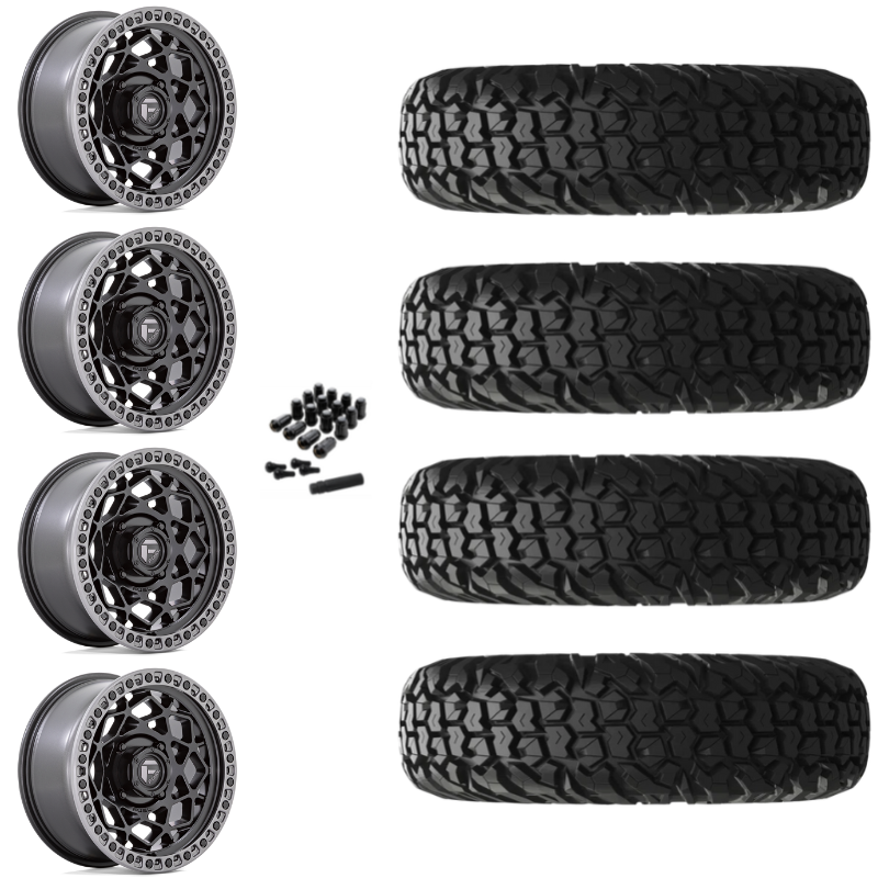 15" Fuel Unit D783 Black UTV Rims & 30" EFX MotoVator Tires 8 Ply Mounted