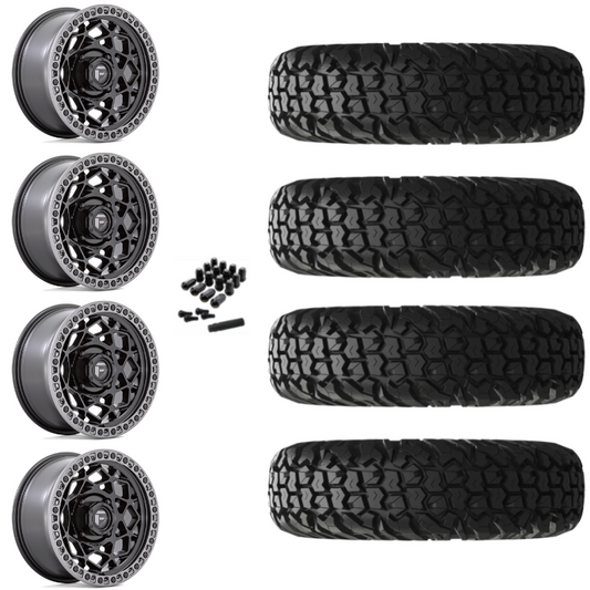 15" Fuel Unit D783 Black UTV Rims & 30" EFX MotoVator Tires 8 Ply Mounted