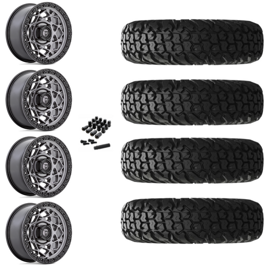 15" Fuel Unit D784 Anthracite UTV Rims & 30" EFX MotoVator Tires 8 Ply Mounted