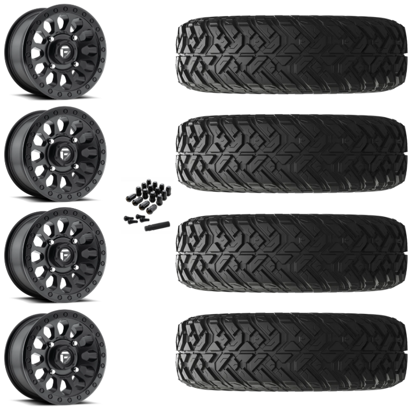 14" Fuel Vector D579 Black UTV Rims & 32" EFX Gripper R/T-K Tires 10 Ply Mounted
