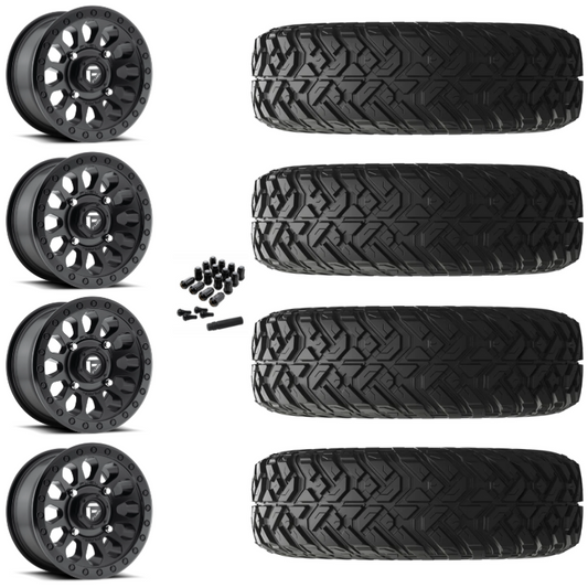 14" Fuel Vector D579 Black UTV Rims & 32" EFX Gripper R/T-K Tires 10 Ply Mounted
